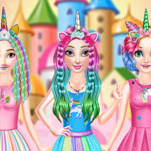 Princesses Rainbow Unicorn Hair Salon