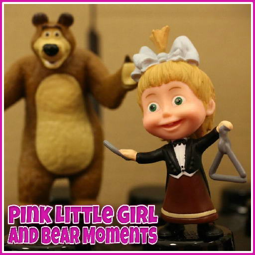 Pink Little Girl and Bear Moments